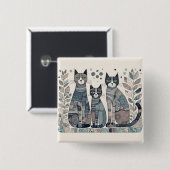Kalmerende katten knop vierkante button 5,1 cm (Voorkant /achterkant)