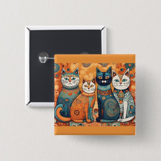 Kalmerende katten knop vierkante button 5,1 cm (Voorkant /achterkant)