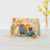 kalmerende katten wenskaart kaart (Gele Bloem)