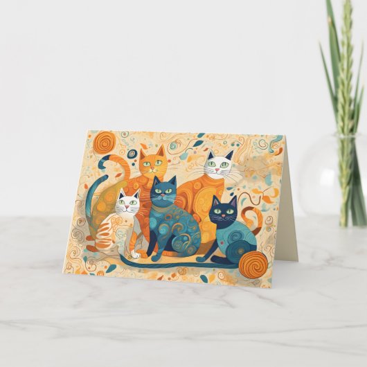 kalmerende katten wenskaart kaart (Voorkant)