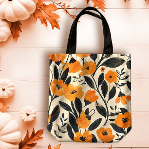 Kalmerende Klassieke Oranje Bloemen Op Perzik Herf Draagtas