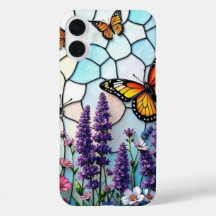 Kalmerende Lavander en Vlinders Glas in lood iPhone 16 Plus Hoesje