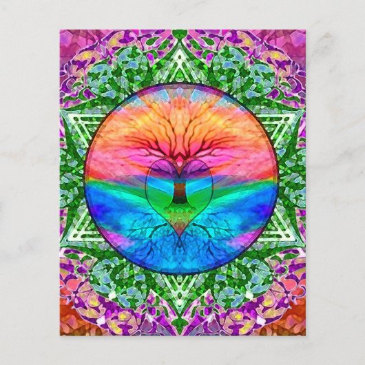 Kalmerende levensboom in regenboogkleuren flyer (Voorkant)