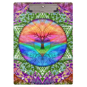 Kalmerende levensboom in regenboogkleuren klembord