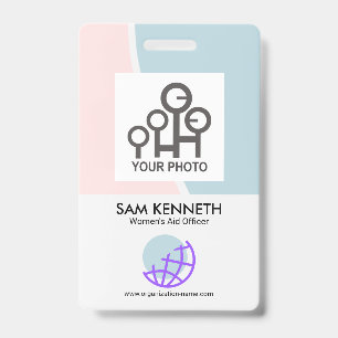 Kalmerende Pastelgolven Foto Sjabloon Personeels I Badge