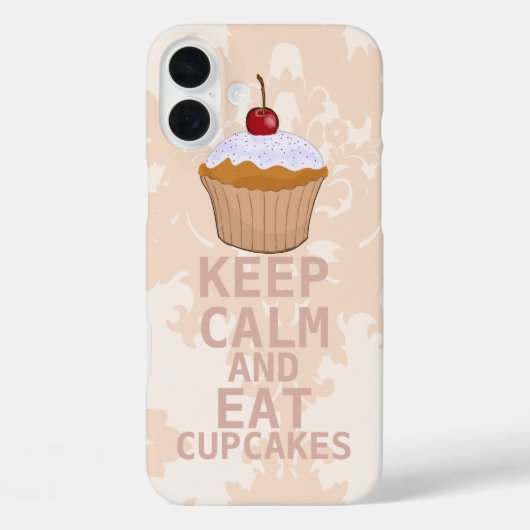 Kalmerende peachy damast HOUD KALM EN eet cupcakes Case-Mate iPhone Case (Achterkant)