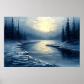 Kalmerende reflecties van licht op een stille rivi poster (Voorkant)