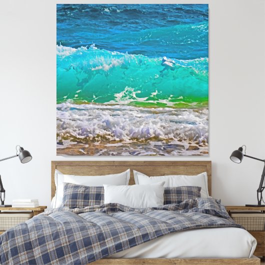 Kalmerende turquoise Beach Waves Art Canvas Afdruk (Insitu (Slaapkamer))