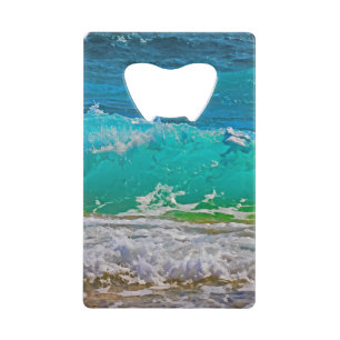 Kalmerende turquoise Beach Waves Art Kredietkaart Flessenopener