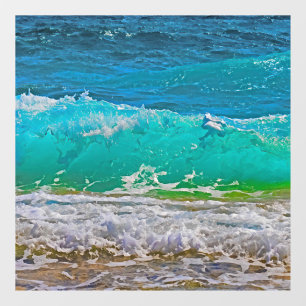 Kalmerende Turquoise Strandgolven Kunst Raamsticker