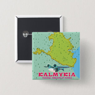 Kalmykia Rusland kaart Vierkante Button 5,1 Cm