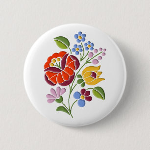 Kalocsa Embroidery - Hongaarse Folk Art Ronde Button 5,7 Cm