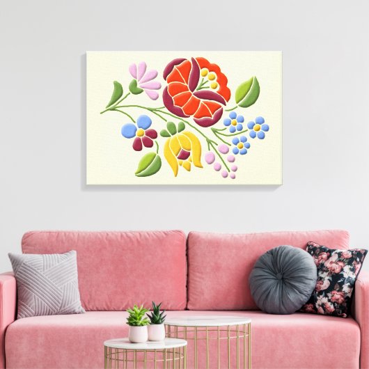 Kalocsa - Hongaarse Folk Art Canvas Print (Insitu (Woonkamer))