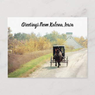 Kalona, Iowa Autumn Amish Horse en Buggy Briefkaart