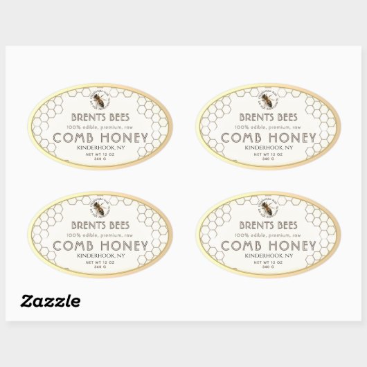 Kam Honing label met Bee Honeycomb Gold Edge (Vel)