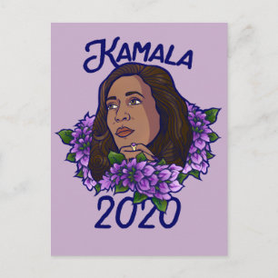 Kamala 2020 Floral Paars Violet Art Briefkaart