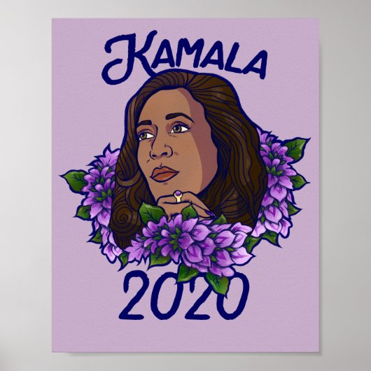 Kamala 2020 Floral Paars Violet Art Poster (Voorkant)