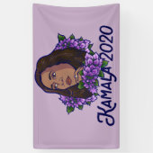 Kamala 2020 Floral Paars Violet Art Spandoek (Verticaal)