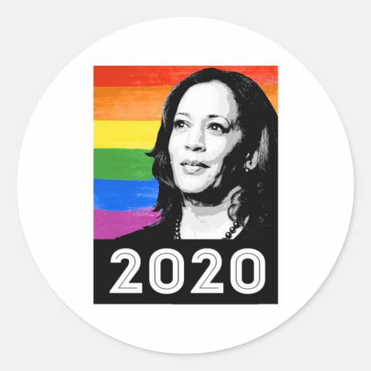 KAMALA 2020 PRIDE POSTER RONDE STICKER (Voorkant)