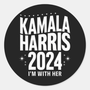 Kamala 2024 Ondersteuning Ik ben met haar Kamala H Ronde Sticker