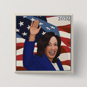 Kamala 2024 vierkante button 5,1 cm