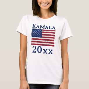 KAMALA 2024 VS-vlag vintage blauw democraat tekst T-shirt