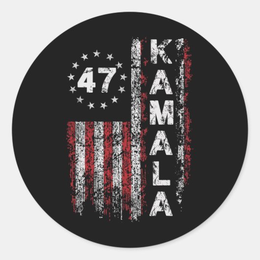 Kamala 47 Kamala47 President Verenigde Staten Vlag Ronde Sticker (Voorkant)