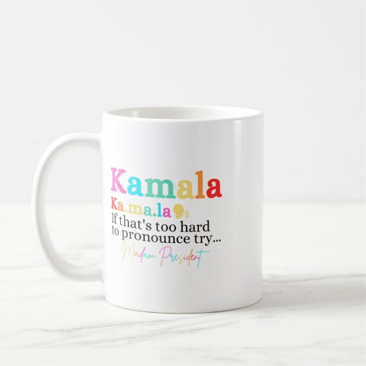 Kamala, als dat te moeilijk is om uit te spreken,  koffiemok (Links)