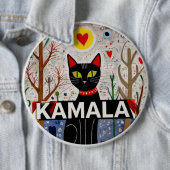 Kamala Black Cat heart Kamala Button (In situ)