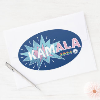 KAMALA COMIC MADAM PRESIDENT KAMALA HARRIS 2024 OVALE STICKER