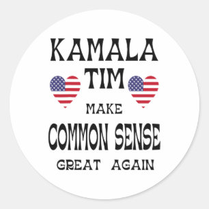 Kamala en Tim - weer gezond verstand Ronde Sticker