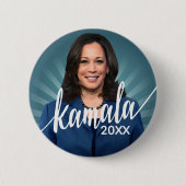Kamala Harris 2024 - blauw blauwgroen met scriptna Ronde Button 5,7 Cm (Voorkant)