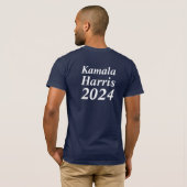 Kamala Harris 2024 Eigen naam en Jaar Navy Blue T-shirt (Achterkant volledig)