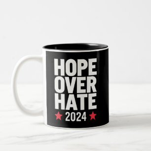 Kamala Harris 2024 Hoop Over Haat Presidentieel  Tweekleurige Koffiemok