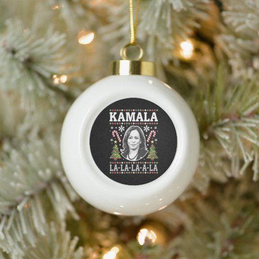Kamala Harris 2024 Kerst Comma La Xmas Keramische Bal Ornament (Boom)