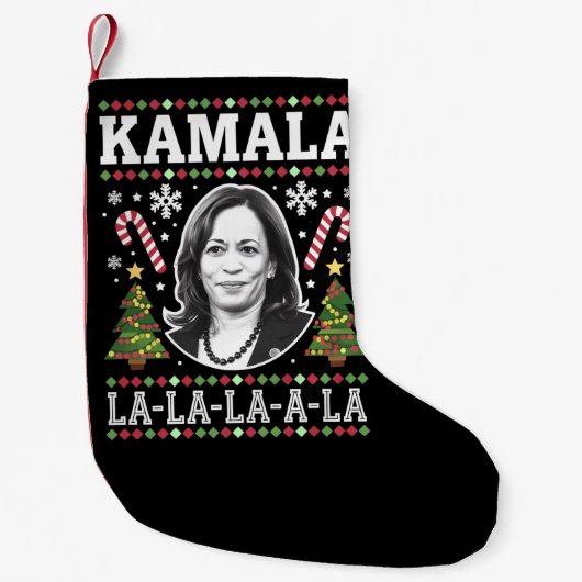 Kamala Harris 2024 Kerst Comma La Xmas Kleine Kerstsok (Voorkant)