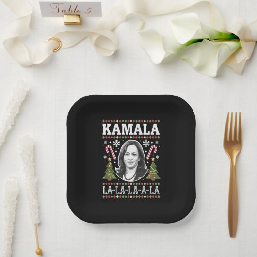 Kamala Harris 2024 Kerst Comma La Xmas Papieren Bordje (Huwelijk)