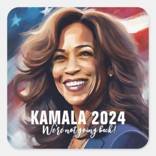Kamala Harris 2024 niet terug grafische kunst Vierkante Sticker