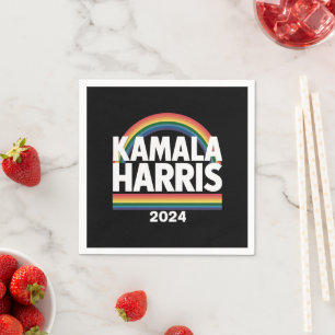 Kamala Harris 2024 Regenboog Homoprent LGBT Verkie Servet