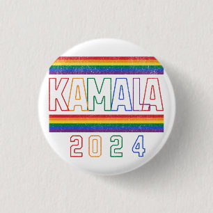 Kamala Harris 2024 Regenboog LGBTQ Retro Ronde Button 3,2 Cm