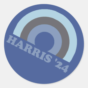 Kamala Harris 2024 Retro Regenboog Ronde Sticker