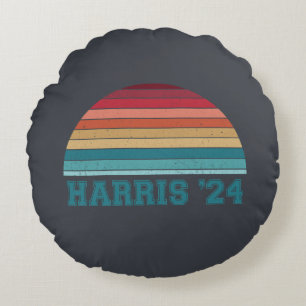 Kamala Harris 2024 Retro Sunset Rond Kussen