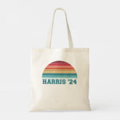 Kamala Harris 2024 Retro Sunset Tote Bag (Achterkant)