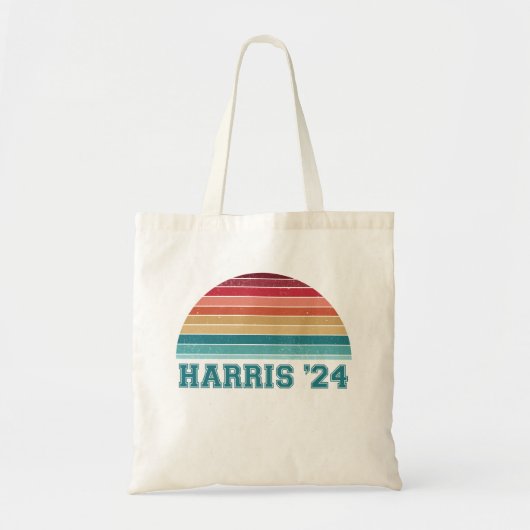 Kamala Harris 2024 Retro Sunset Tote Bag (Voorkant)