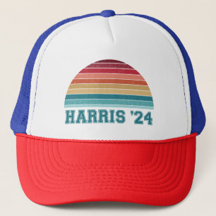 Kamala Harris 2024 Retro Zonsondergang Vintage Trucker Pet