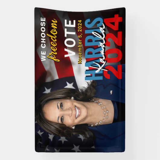 Kamala Harris 2024 Stemmen Patriottische Campagne Spandoek (Verticaal)