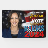 Kamala Harris 2024 Stemmen Patriottische Campagne Spandoek (Horizontaal)