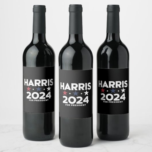 Kamala Harris 2024 voor verkiezingscampagne in Pre Wijn Etiket (Flessen)