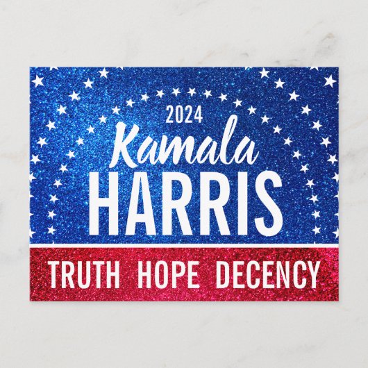 Kamala Harris 2024 Vooruitgang en eenheid Briefkaart (Voorkant)