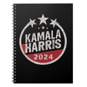 Kamala Harris 2024 Voorzitter Retro Verkiezing Notitieboek